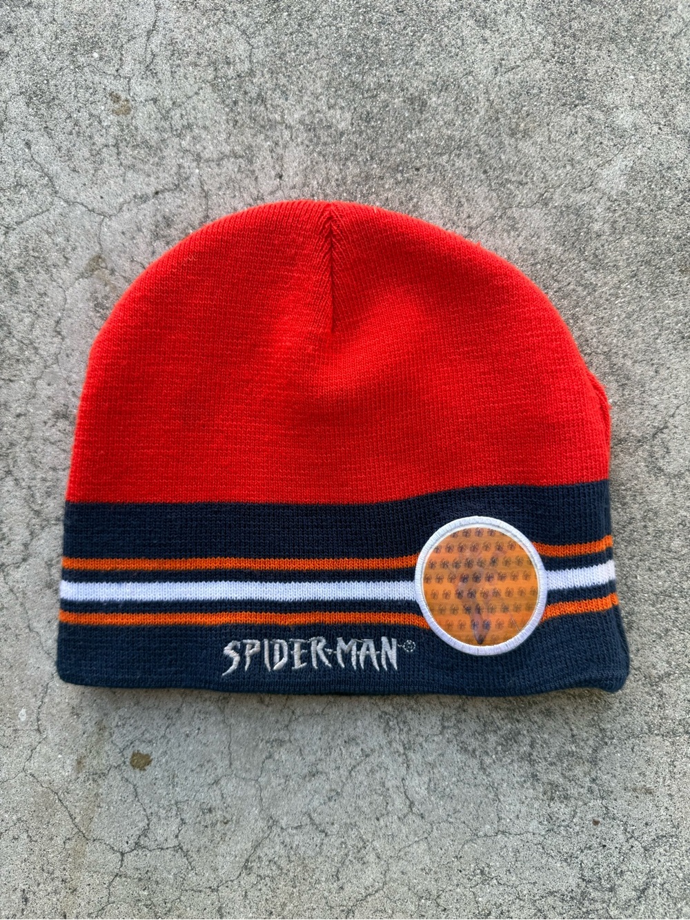 Vintage Y2K Universal Marvel kids Spider‑Man Beanie Red Knit Hat OS 2003